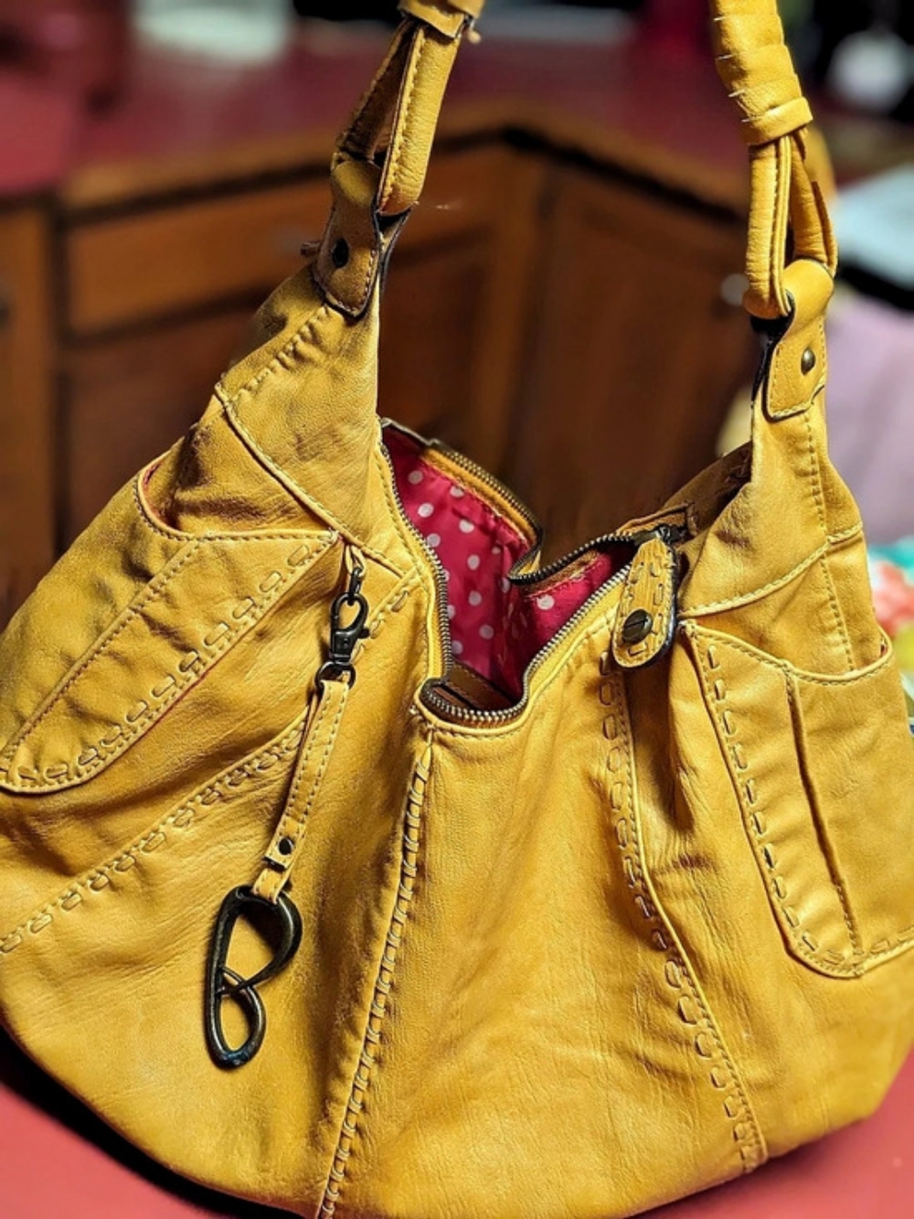 Dooney & Bourke Leather Shoulder Bag in Yellow